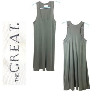 the GREAT. Green 100% Cotton Midi Maxi Tank Dress Casual Sz 2 or US Medium 8/10
